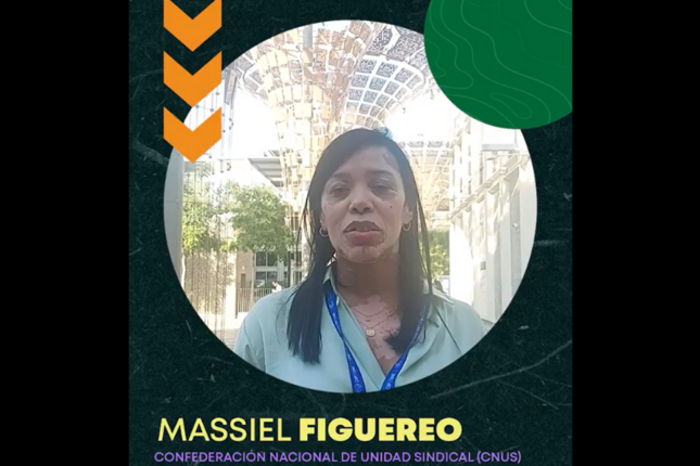 Massiel Figuereo de la Confederación Nacional de Unidad Sindical (CNUS) en República Dominicana, en representación de las y los trabajadores