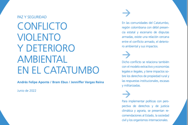 Conflicto violento y deterioro ambiental en el Catatumbo
