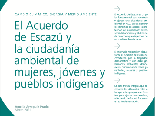 Publicación: El Acuerdo de Escazú y la ciudadanía ambiental de mujeres, jóvenes y pueblos indígenas